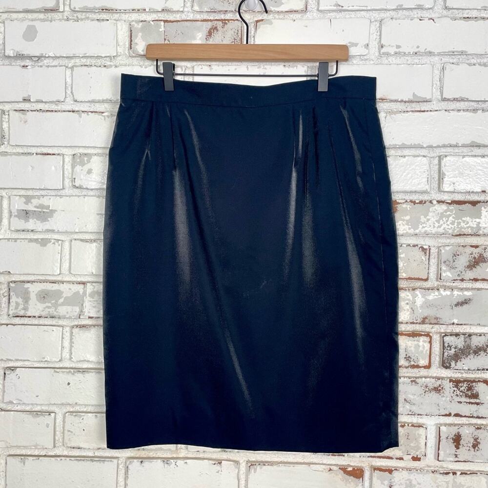 Louis Feraud Black Iridescent Wool Blend Lined Mini Skirt Size 16